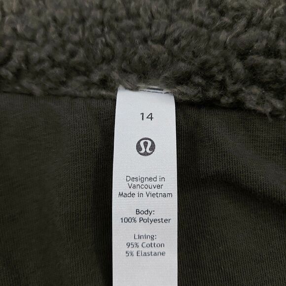 Lululemon Textured Fleece Button Jacket Womens 14 Dark Olive Lined Comfy Cozy - Picture 9 of 13